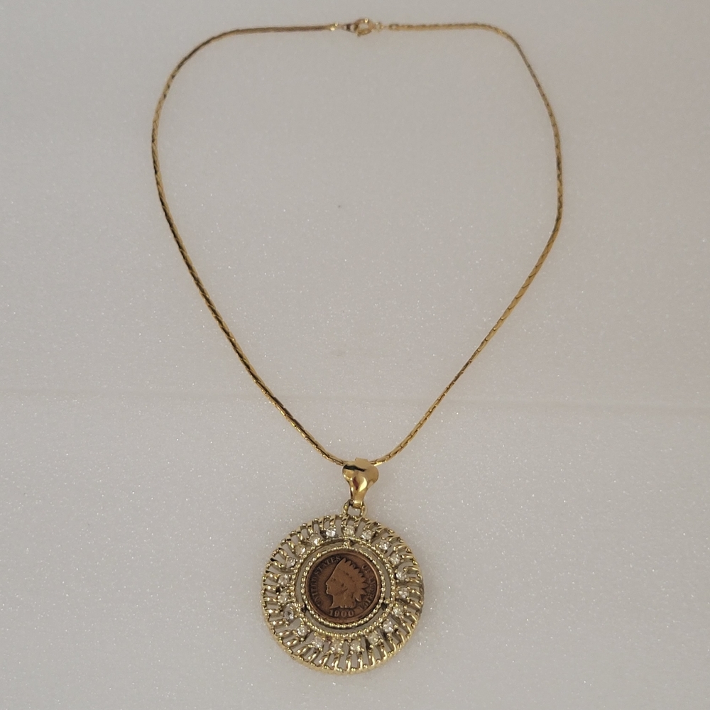 Vintage  1900 Indian Head Penny Pendant Necklace - Picture 2 of 5